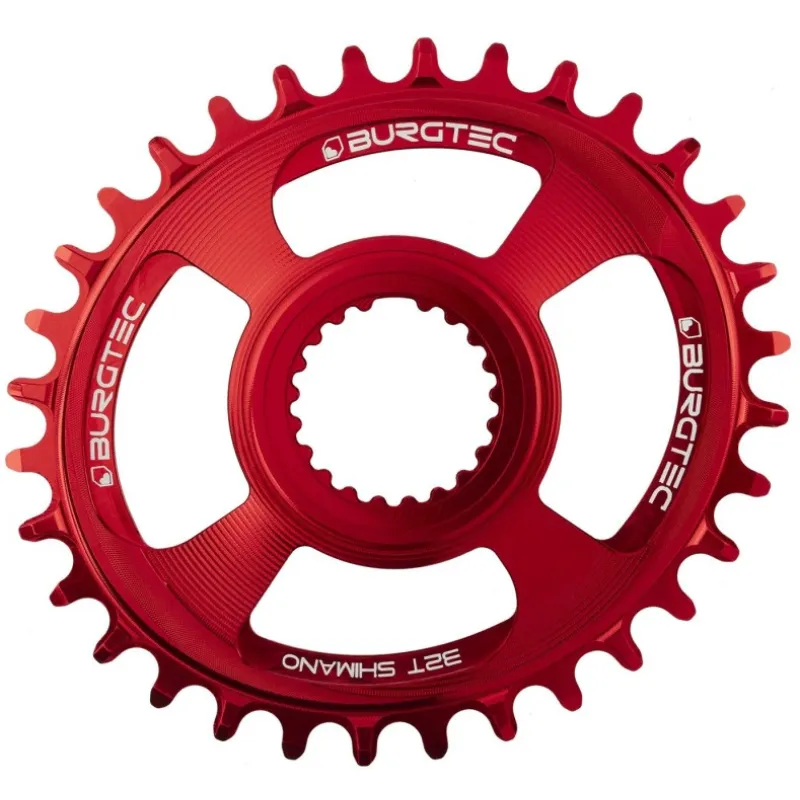 Promoție Pinion față pentru bicicletă BURGTEC Oval Shimano Direct Mount Thick Thin Chainring - 32T - Race Red